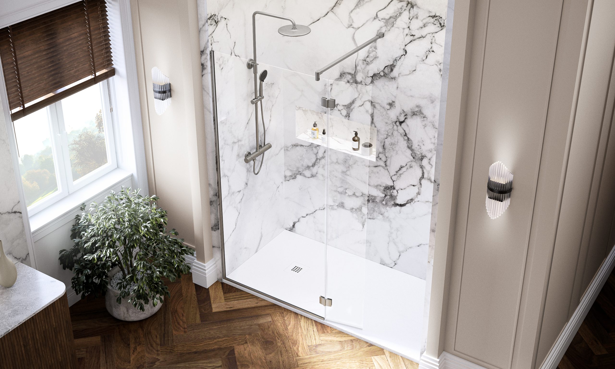 i9-Hinged-overhead-Brushed-Nickel-wetroom--scaled